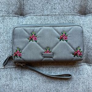 Vera Bradley Wallet - Gray Quilted Pink Flowers